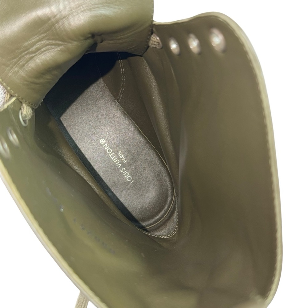 LOUIS VUITTON Green Khaki Flat Territory Women's Ranger Combat Boots 36.5 - 6.5 - Picture 5 of 17